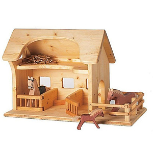 Pferdestall mit Koppel, LxBxH 58x30x40cm ohne Figuren