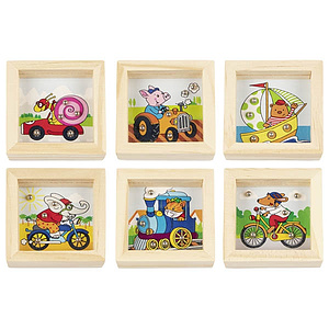 Geduldspiele Tiere mit Fahrzeug, ca. 6,5x6,5x1,5cm