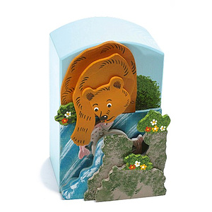 Bewegte Musikdose B�r mit Fisch