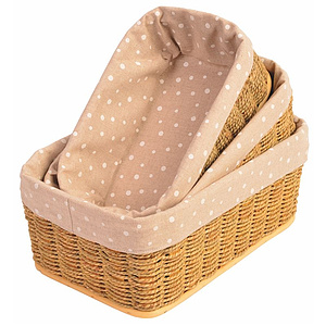 Aufbewahrungskorb Binse grau wei� gepunktet eckig