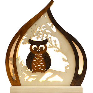 Romantikleuchte braun, Eule