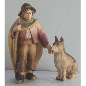 Morgenstern Krippe - Hirtenjunge mit Stock und Hund in color
