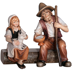 Bethlehem-Krippe - Hirten auf Bank color