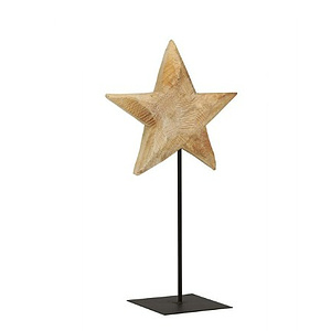 Holzstern rau auf Metallfu�