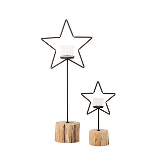 Windlicht Stern mit eckigem Holzfu� 40cm
