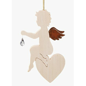 Ahornengel sitzend mit Kristall von Swarovski, 8 cm