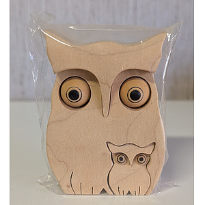 Eule mit zwei Kindern natur, 10x7,5cm