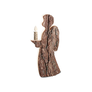 Rindenengel mit Holzkerze Gr. 1, H: 25cm